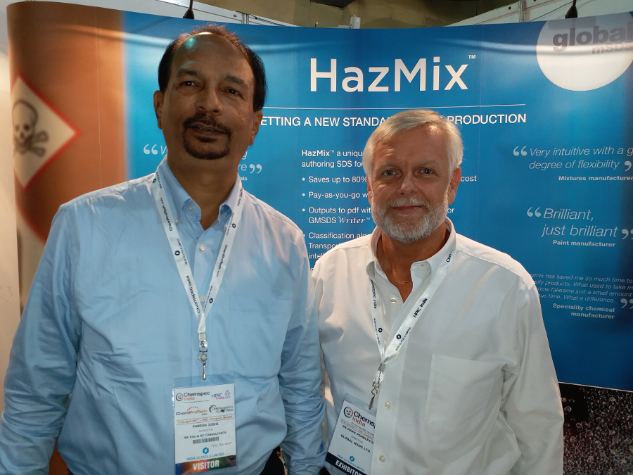 Mark and Paresh Joshi GMSDS’ associate in Mumbai at the Chemspec Trade Fair, Mumbai, April 2017
